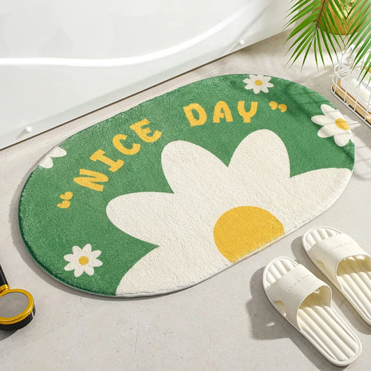 Small Fresh Floor Mats Soft Flowers Words Rugs Home Entrance Carpets Bedroom Toilet Bathroom Door Absorbent Non-Slip Foot Pad