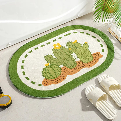 Small Fresh Floor Mats Soft Flowers Words Rugs Home Entrance Carpets Bedroom Toilet Bathroom Door Absorbent Non-Slip Foot Pad