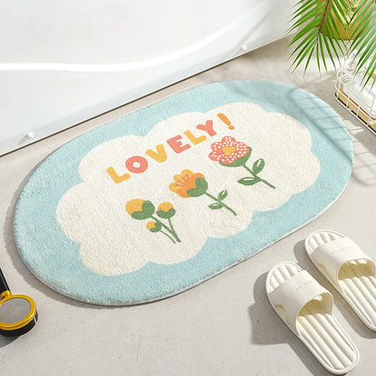 Small Fresh Floor Mats Soft Flowers Words Rugs Home Entrance Carpets Bedroom Toilet Bathroom Door Absorbent Non-Slip Foot Pad