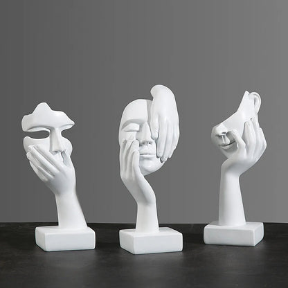 Resin Abstract Mask Statues European Miniature Figurines for Interior Home Office Study Desktop Figure Ornament Decor Gift