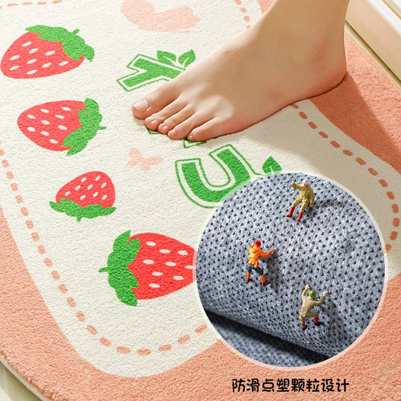 Small Fresh Floor Mats Soft Flowers Words Rugs Home Entrance Carpets Bedroom Toilet Bathroom Door Absorbent Non-Slip Foot Pad