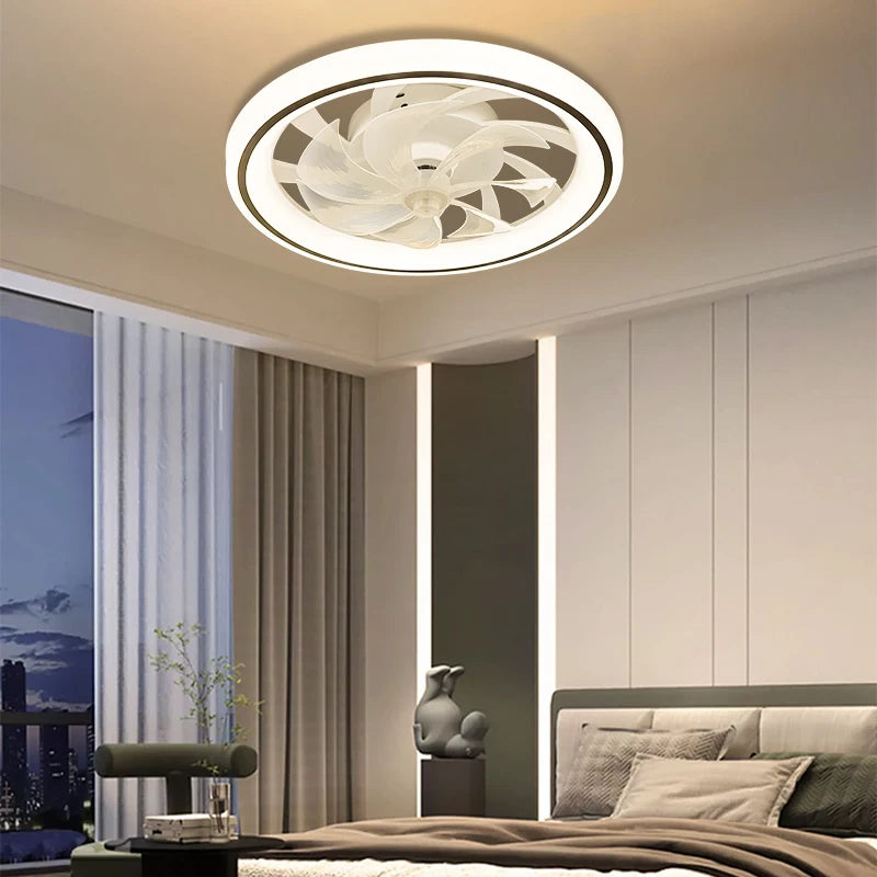 Smart Ceiling Fan Fans With Lights Remote Control Bedroom Decor Ventilator Lamp 48cm Air Invisible Blades Retractable Silent