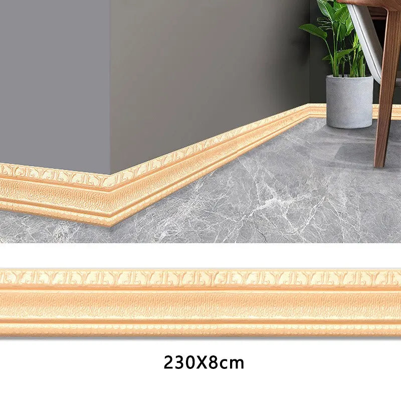 Self Adhesive 3DWall Sticker Baseboard Decorative Strip Edge Sealing Wall Enclosure Frame Plastic Waterproof Waistline Baseboard