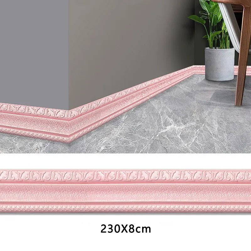 Self Adhesive 3DWall Sticker Baseboard Decorative Strip Edge Sealing Wall Enclosure Frame Plastic Waterproof Waistline Baseboard